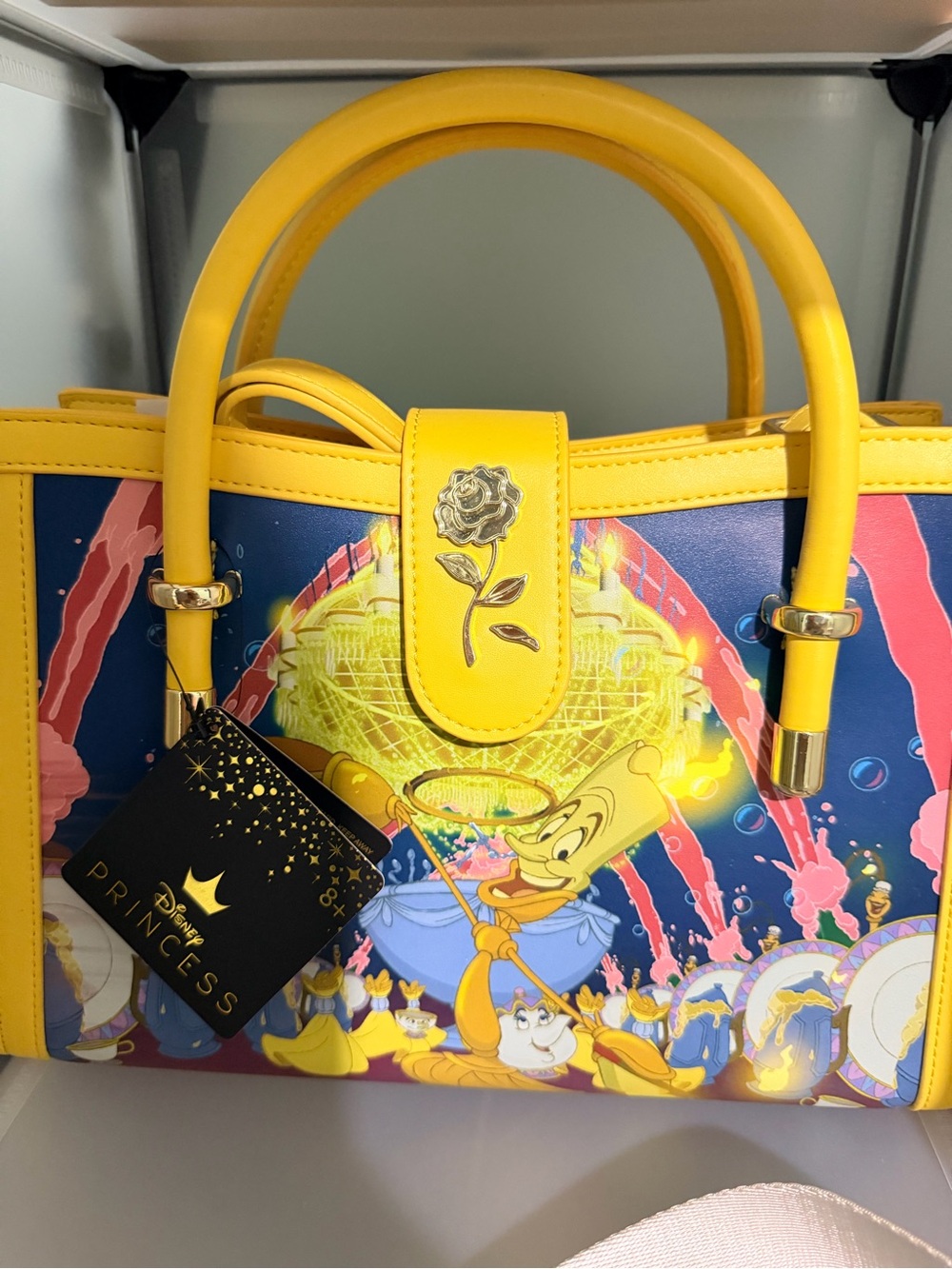 Loungefly Yellow & Blue Disney Princess Lumière Graphic Tote